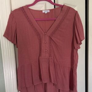 Eyeshadow Mauve Peplum Blouse